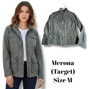 Merona (Target) Jacket Distressed Gray Cotton Military Utility Field Jacket M